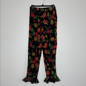 Vintage Y2K Floral Ruffle Hem Pants